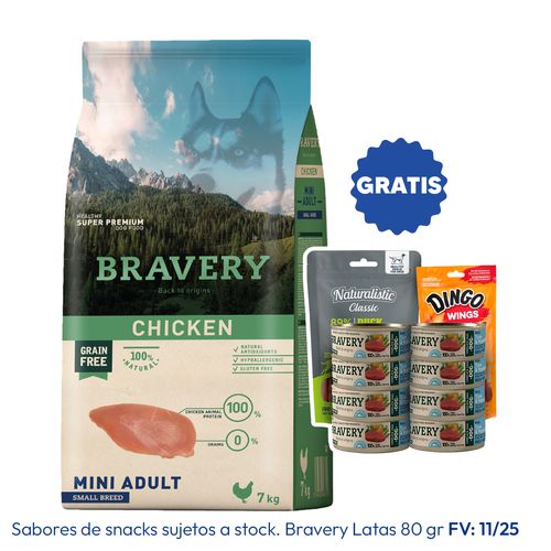 Bravery Adulto Raza Mini y Pequeña Pollo 7 kg