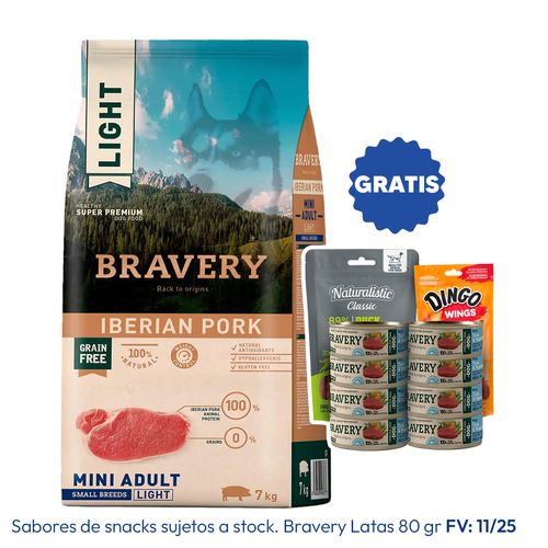 Bravery Adulto Raza Mini y Pequeña Cerdo Ibérico Light 7 kg