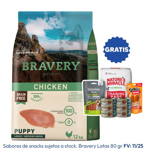 Bravery Cachorro Raza Mediana y Grande Pollo 12 kg