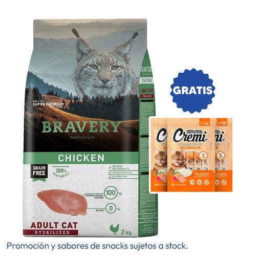 Bravery Gato Adulto Esterilizado Pollo 2 kg