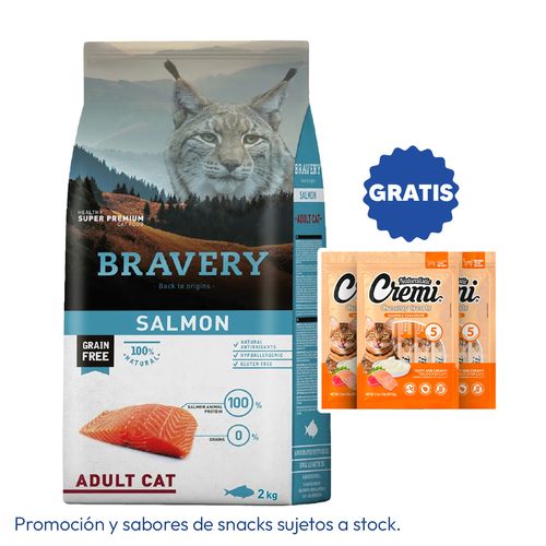Bravery Gato Adulto Salmón 2 kg
