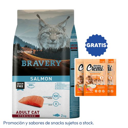 Bravery Gato Adulto Esterilizado Salmón 2 kg