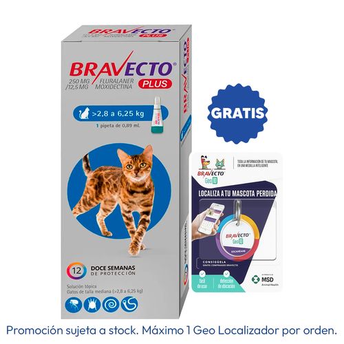 Bravecto Plus Gato 2.8 - 6.25 kg X1 Pipeta