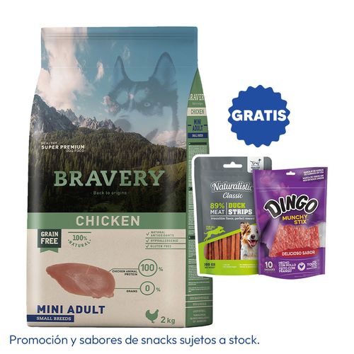 Bravery Adulto Raza Mini y Pequeña Pollo 2 kg