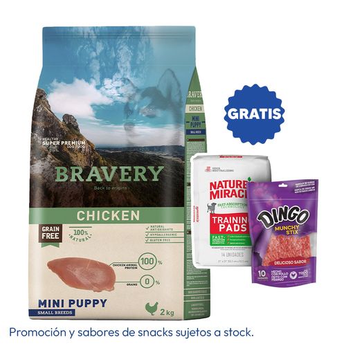 Bravery Cachorro Raza Mini y Pequeña Pollo 2 kg