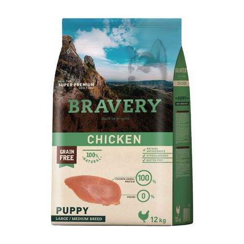 Bravery Cachorro Raza Mediana y Grande Pollo 12 kg