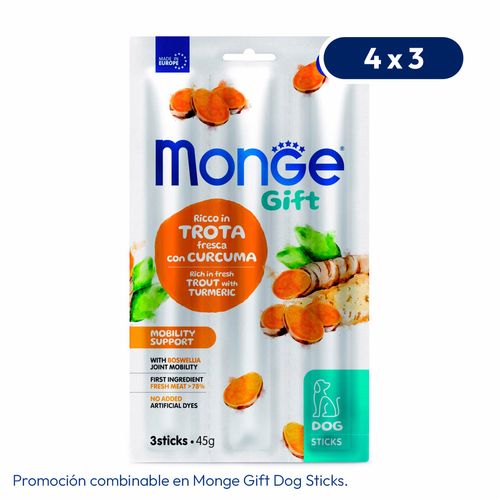 Monge Gift Canine Sticks Mobility Support (Trucha Con Cúrcuma) 45 gr