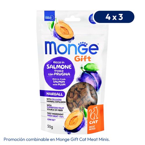 Monge Gift Feline Meat Minis Hairball (Salmón Con Ciruelas) 50 gr
