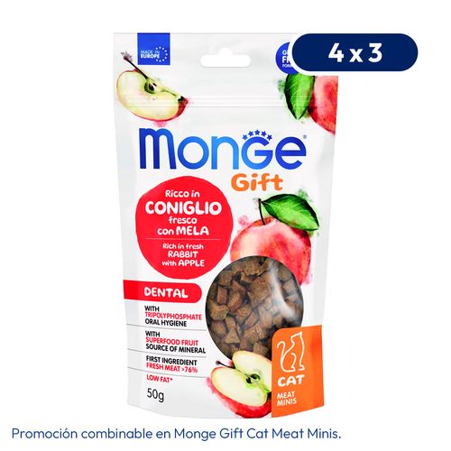 Monge Gift Feline Meat Minis Dental (Conejo Con Manzana) 50 gr