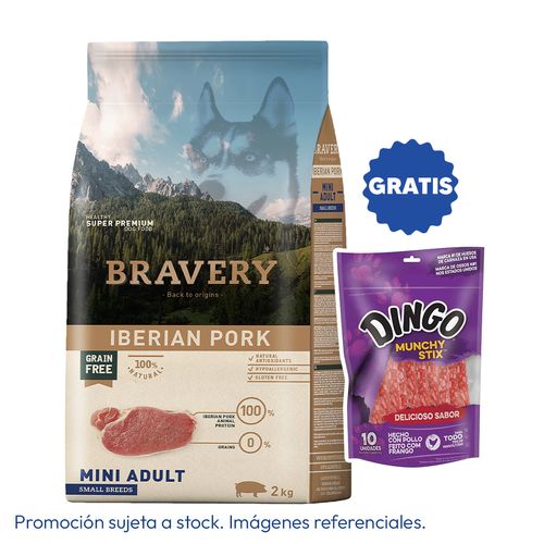 Bravery Adulto Raza Mini y Pequeña Cerdo Ibérico 2 kg