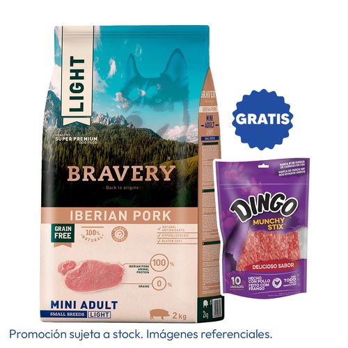 Bravery Adulto Raza Mini y Pequeña Cerdo Ibérico Light 2 kg
