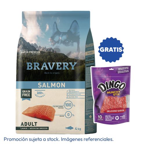 Bravery Adulto Raza Mediana y Grande Salmón 4 kg