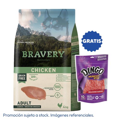 Bravery Adulto Raza Mediana y Grande Pollo 4 kg