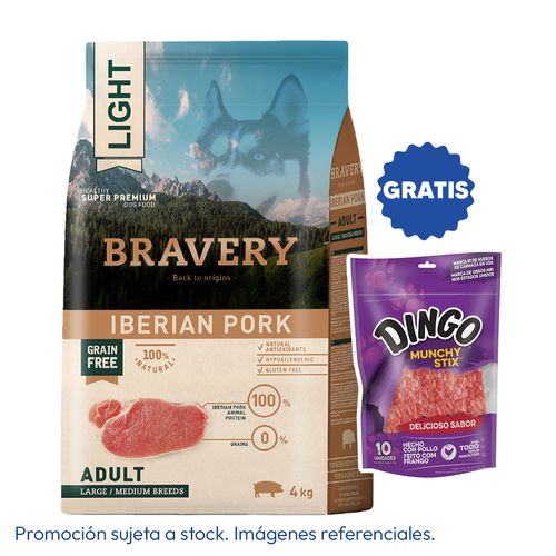 Bravery Adulto Raza Mediana y Grande Cerdo Ibérico Light 4 kg