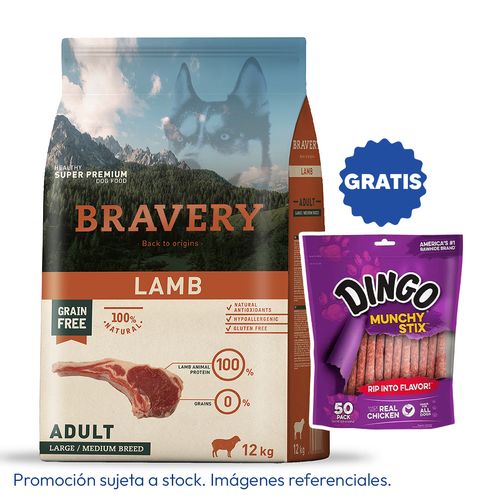 Bravery Adulto Raza Mediana y Grande Cordero 12 kg