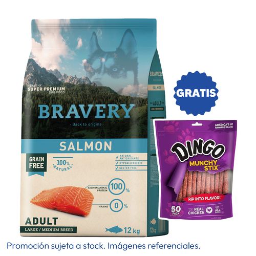 Bravery Adulto Raza Mediana y Grande Salmón 12 kg