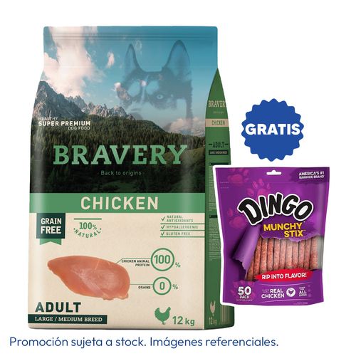 Bravery Adulto Raza Mediana y Grande Pollo 12 kg