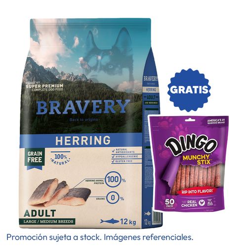 Bravery Adulto Raza Mediana y Grande Arenque 12 kg