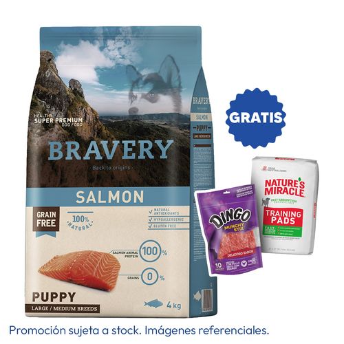 Bravery Cachorro Raza Mediana y Grande Salmón 4 kg