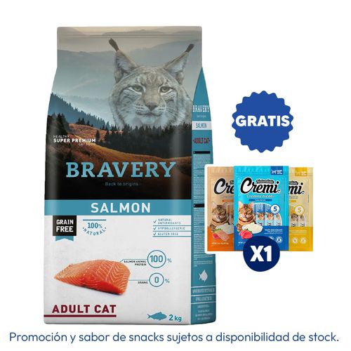 Bravery Gato Adulto Salmón 2 kg