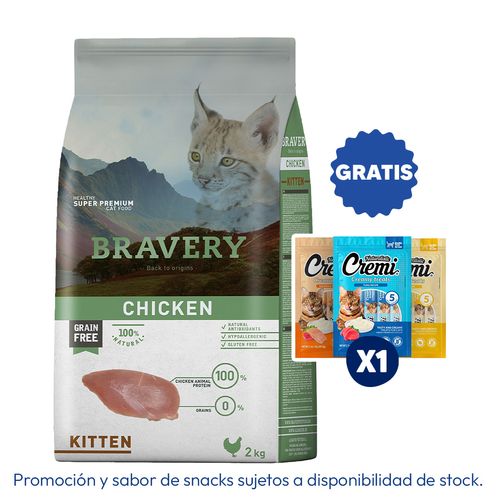 Bravery Gato Kitten Pollo 2 kg